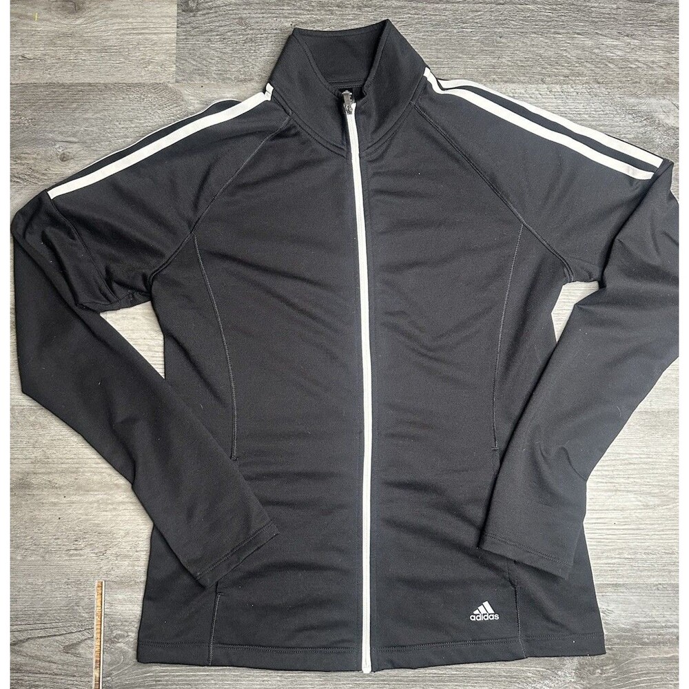 Adidas Golf 3 Stripe Long Sleeve Full Zip Women's Athleisure Sz M